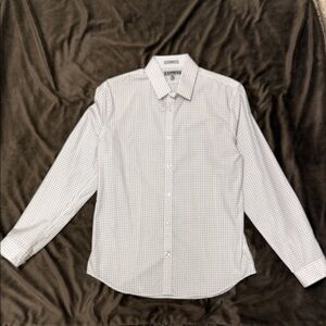 Express White and Black Patterned Dress Shirt